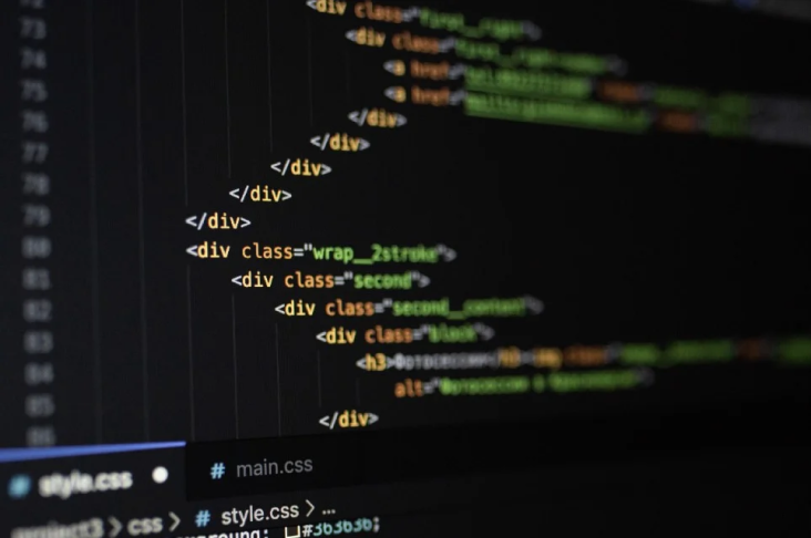 Code editor showing web development work