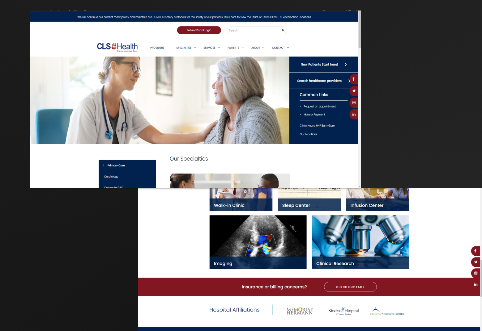 CLS Health — healthcare provider website