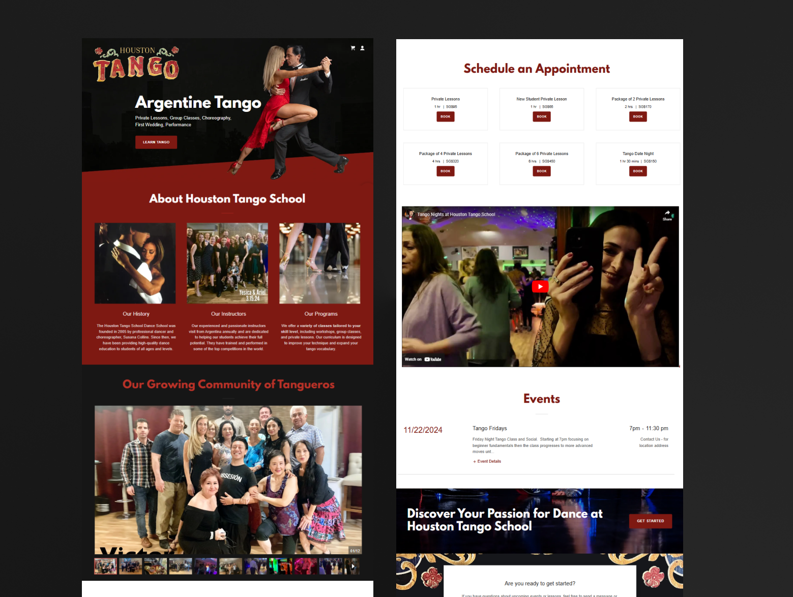 Houston Tango — dance school website