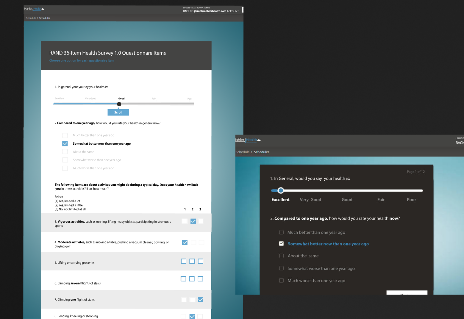 Mahler Health — patient survey interface